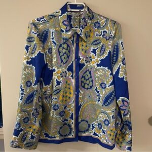 Zara Blue Satin Flowy Paisley Print‎ NWT